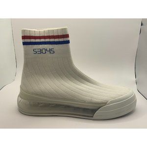 SHOES 53045 Sock Air White High Top Sneakers, Unisex Size 37 (EU) 5M/7W (US)